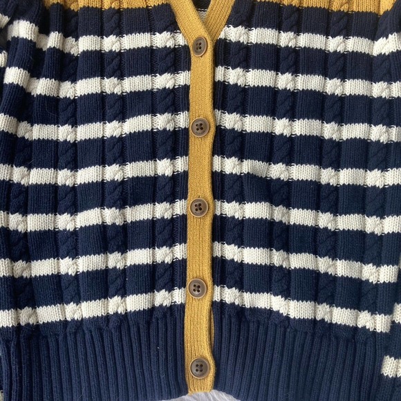 Tommy Hilfiger Sweater Sz S Button Up Thick Knit Cardigan Stripes Yellow Work - Picture 2 of 11